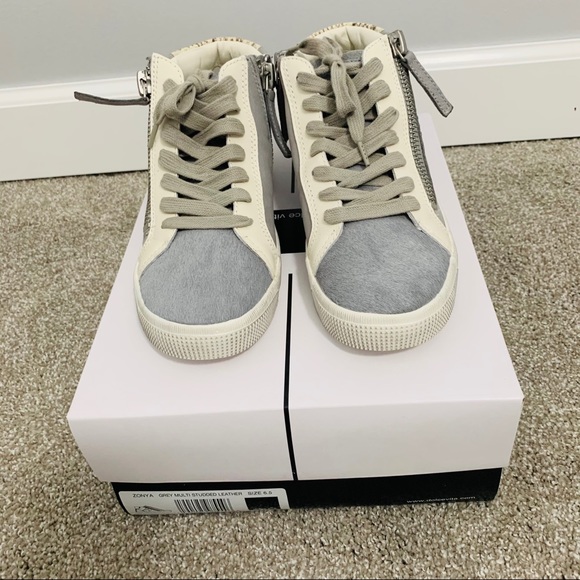 zonya sneakers in grey multi studded leather